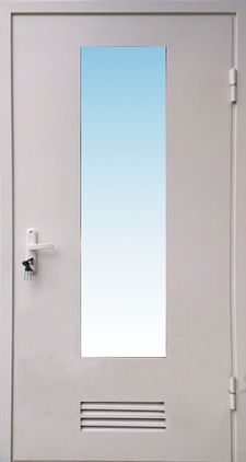 Дверь грунт-эмаль с вентиляцией и стеклопакетом (DV-063)