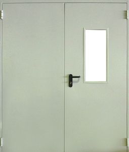 Двупольная противопожарная дверь со стеклом (PMD-025)