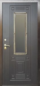 Утепленная дверь со стеклом и ковкой с замком Эльбор (KSD-014)