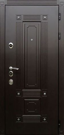 Однопольная стальная дверь МДФ ПВХ с фрезеровкой (DM-006)