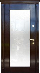 Дверь МДФ шпон со стеклом и ковкой (KSD-001)