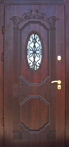 Входная дверь с ковкой и стеклом с замком Mettem (KSD-009)