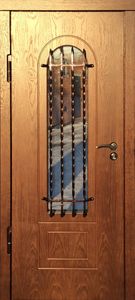 Дверь со шпоном, стеклом и кованой решеткой (KSD-002)