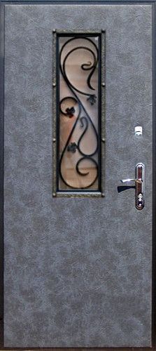 Двери с винилискожей стеклопакетом и решеткой с  замком ПРО САМ