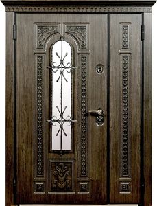 Двустворчатая дверь филенчатый МДФ с замком Меттэм (FD-005)