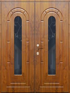 Двустворчатая дверь со стеклопакетом и решеткой (MDD-001)