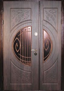 Двустворчатая дверь МДФ ПВХ с замком Эльбор (DM-008)