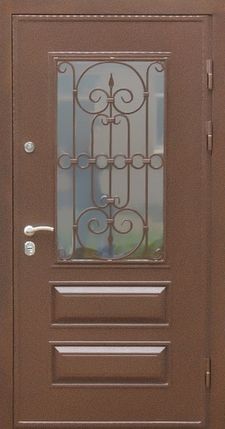Стальная дверь с ковкой и стеклом (KSD-25)