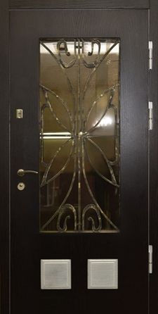 Стальная дверь с ковкой и стеклом (KSD-38)