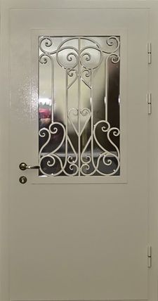 Железная дверь с ковкой и стеклом (KSD-41)