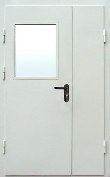 Остекленные двупольные противопожарные двери с порошковым напылением (PMD-005)