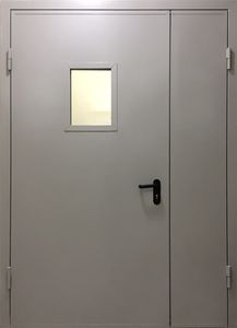 Двупольная дымогазонепроницаемая противопожарная дверь со стеклом EIS 60 (PMD-015)