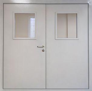 Двупольная противопожарная дверь со стеклом (PMD-028)